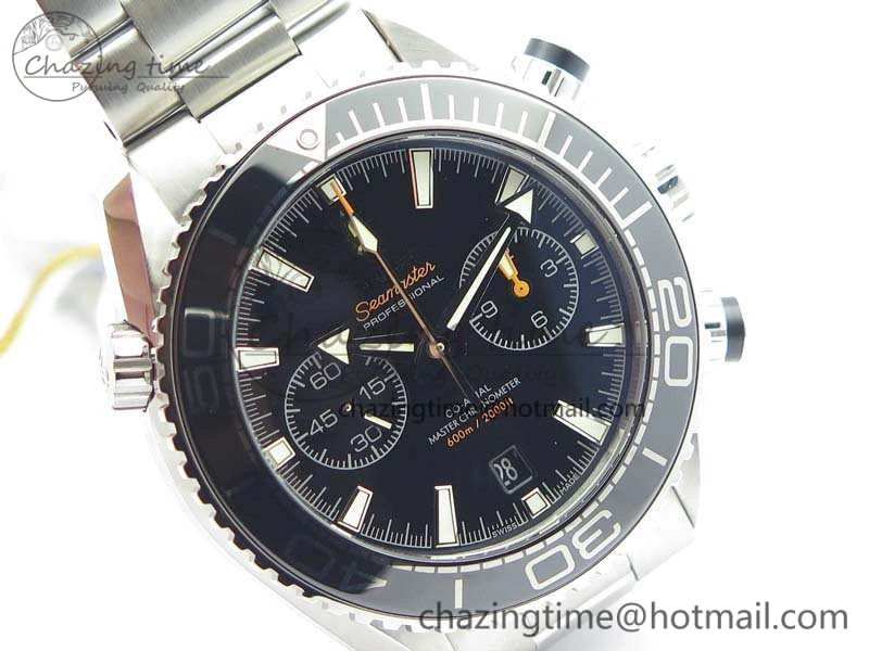Planet Ocean Master Chrono SS OM 1:1 Best Edition Black Dial On SS Bracelet A9900 V2