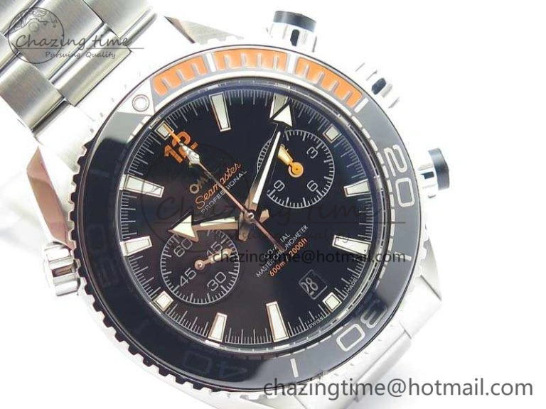 Planet Ocean Master Chrono SS OM 1:1 Best Edition Black Dial On SS Bracelet A9900 V2