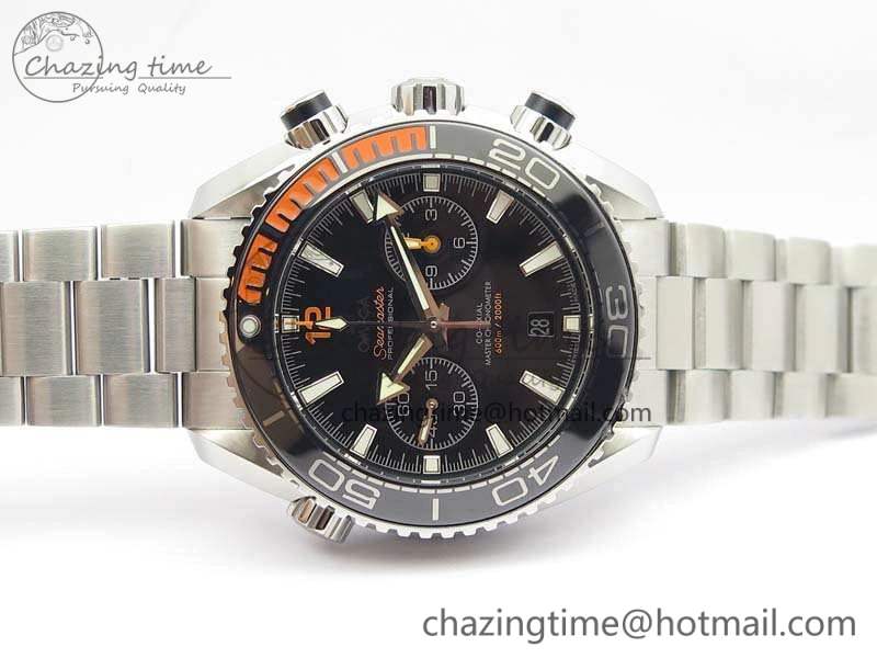 Planet Ocean Master Chrono SS OM 1:1 Best Edition Black Dial On SS Bracelet A9900 V2