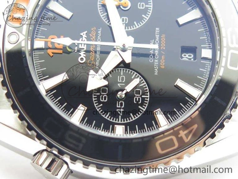 Planet Ocean Master Chrono SS OM 1:1 Best Edition Black Dial On SS Bracelet A9900 V2