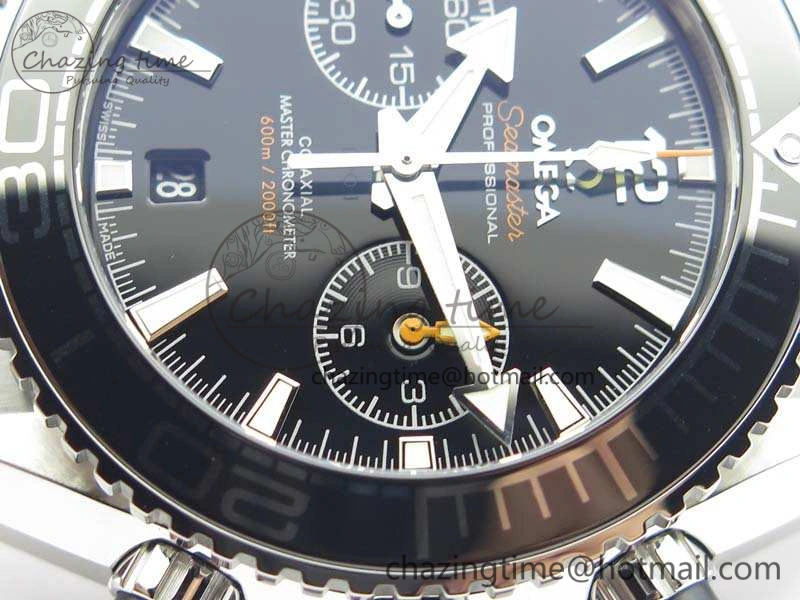 Planet Ocean Master Chrono SS OM 1:1 Best Edition Black Dial On SS Bracelet A9900 V2