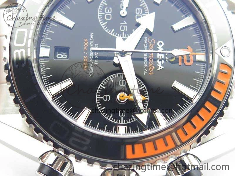 Planet Ocean Master Chrono SS OM 1:1 Best Edition Black Dial On SS Bracelet A9900 V2