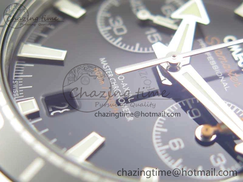 Planet Ocean Master Chrono SS OM 1:1 Best Edition Black Dial On SS Bracelet A9900 V2