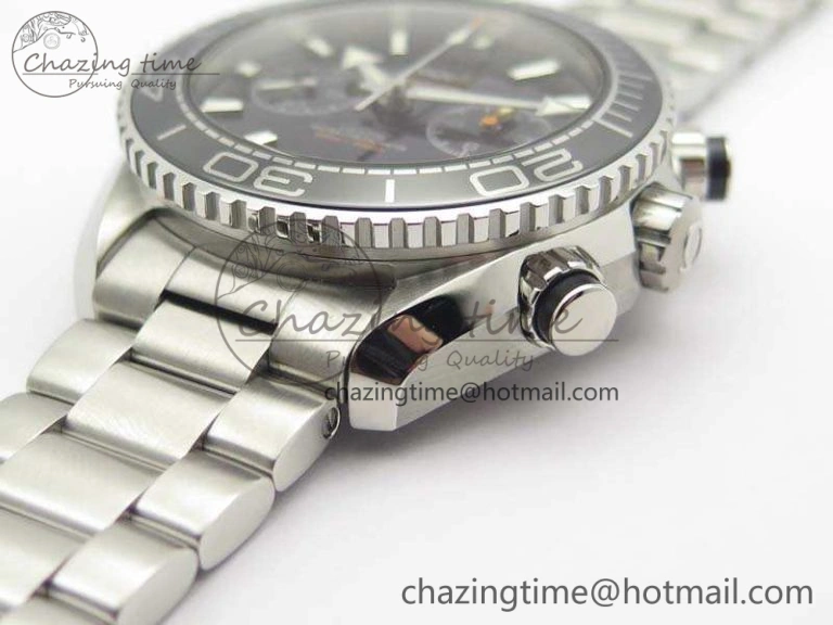 Planet Ocean Master Chrono SS OM 1:1 Best Edition Black Dial On SS Bracelet A9900 V2