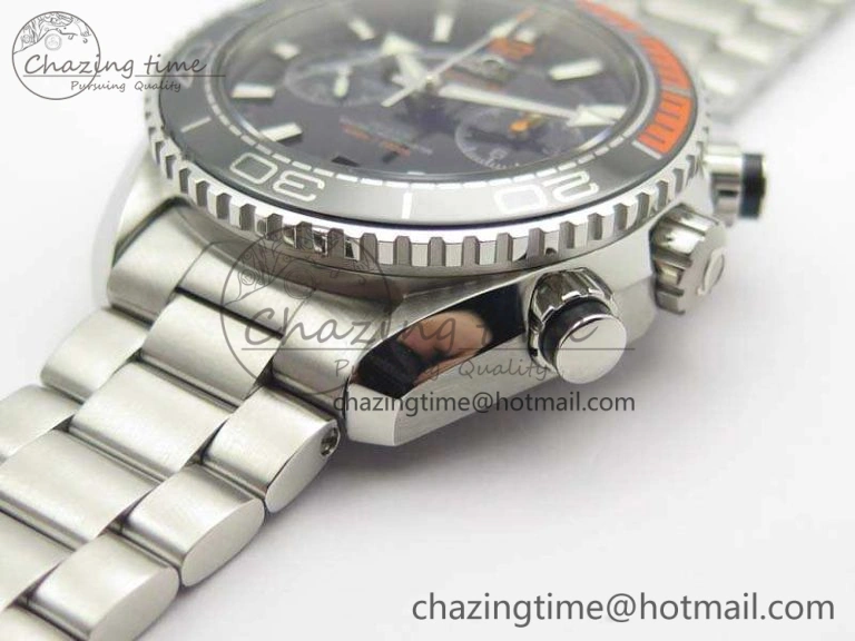 Planet Ocean Master Chrono SS OM 1:1 Best Edition Black Dial On SS Bracelet A9900 V2