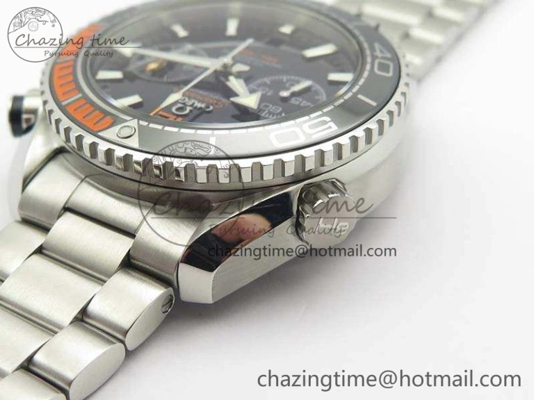 Planet Ocean Master Chrono SS OM 1:1 Best Edition Black Dial On SS Bracelet A9900 V2