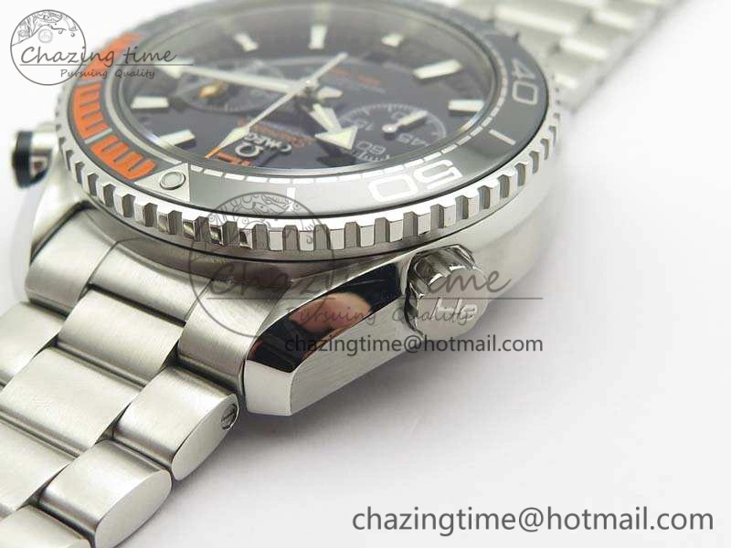 Planet Ocean Master Chrono SS OM 1:1 Best Edition Black Dial On SS Bracelet A9900 V2