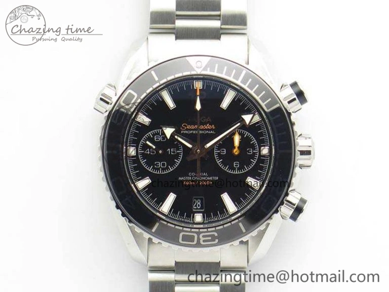 Planet Ocean Master Chrono SS OM 1:1 Best Edition Black Dial On SS Bracelet A9900 V2