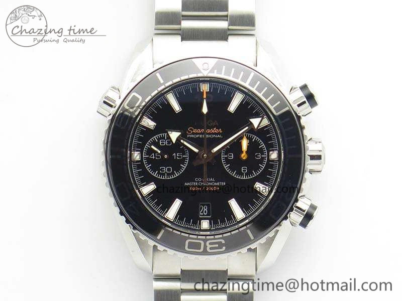 Planet Ocean Master Chrono SS OM 1:1 Best Edition Black Dial On SS Bracelet A9900 V2