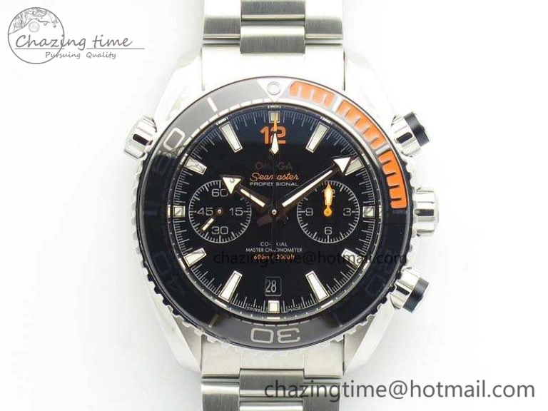 Planet Ocean Master Chrono SS OM 1:1 Best Edition Black Dial On SS Bracelet A9900 V2
