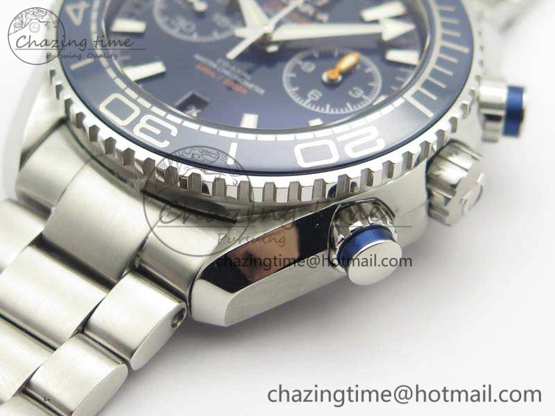 Planet Ocean Master Chrono SS OM 1:1 Best Edition Blue Dial On SS Bracelet A9900 V2