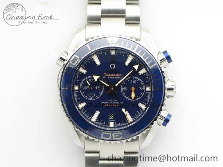 Planet Ocean Master Chrono SS OM 1:1 Best Edition Blue Dial On SS Bracelet A9900 V2