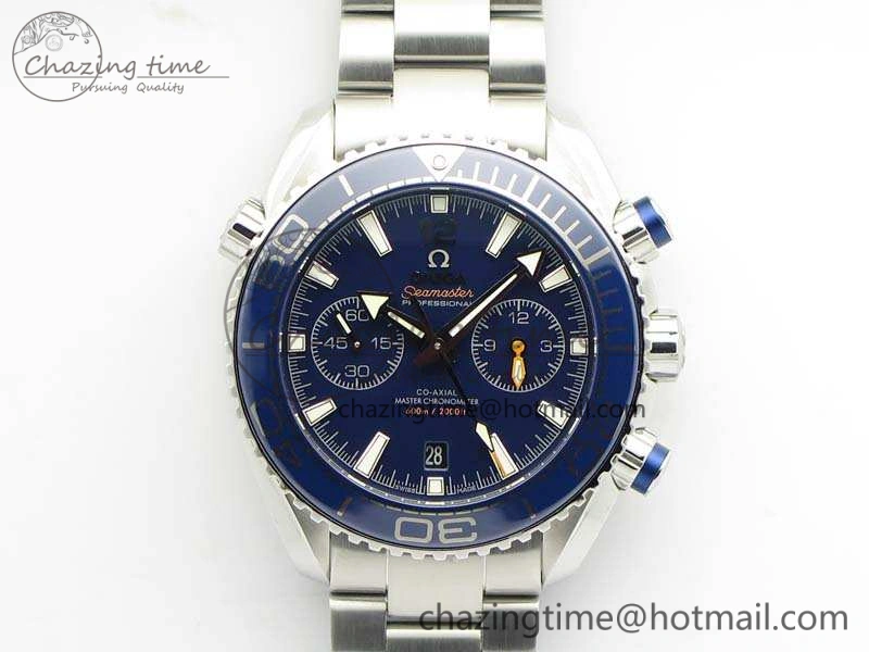 Planet Ocean Master Chrono SS OM 1:1 Best Edition Blue Dial On SS Bracelet A9900 V2