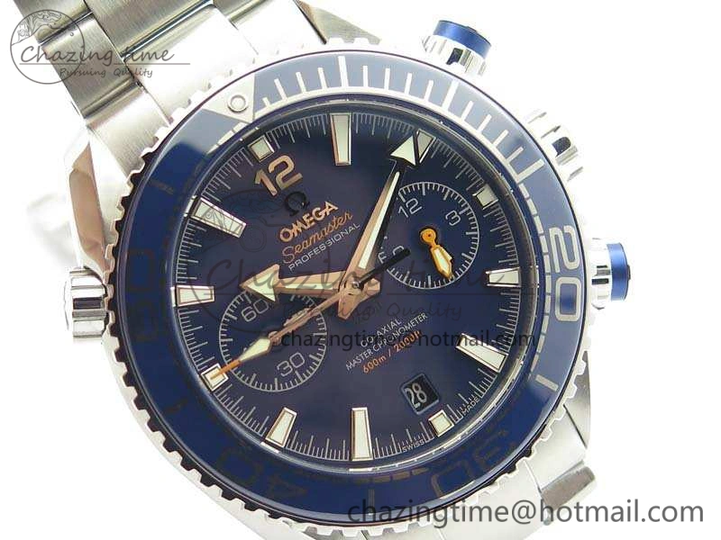 Planet Ocean Master Chrono SS OM 1:1 Best Edition Blue Dial On SS Bracelet A9900 V2
