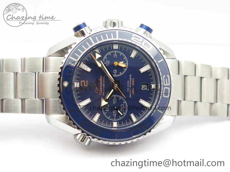 Planet Ocean Master Chrono SS OM 1:1 Best Edition Blue Dial On SS Bracelet A9900 V2