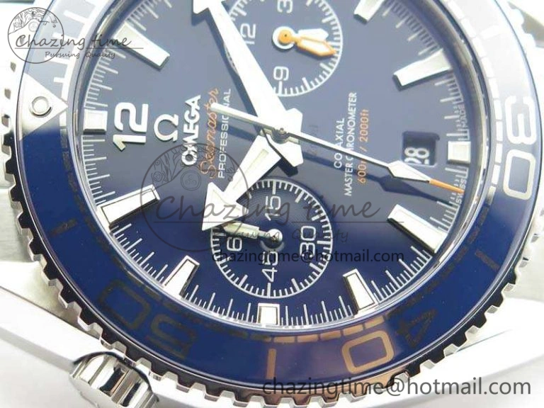 Planet Ocean Master Chrono SS OM 1:1 Best Edition Blue Dial On SS Bracelet A9900 V2
