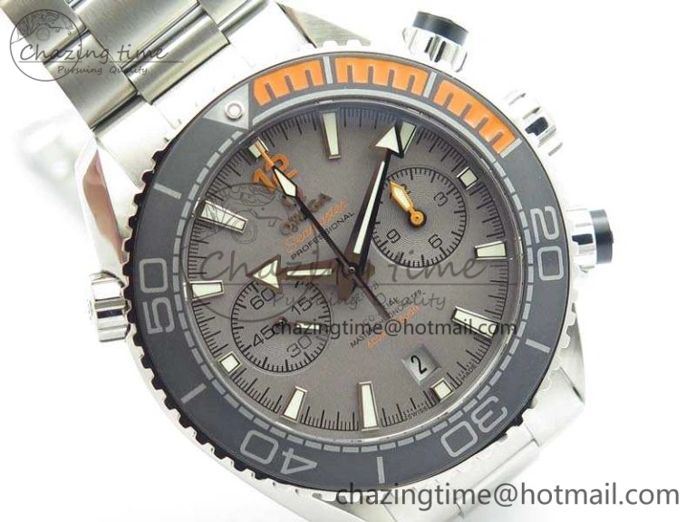 Planet Ocean Master Chrono SS OM 1:1 Best Edition Gray Dial On SS Bracelet A9900 V2