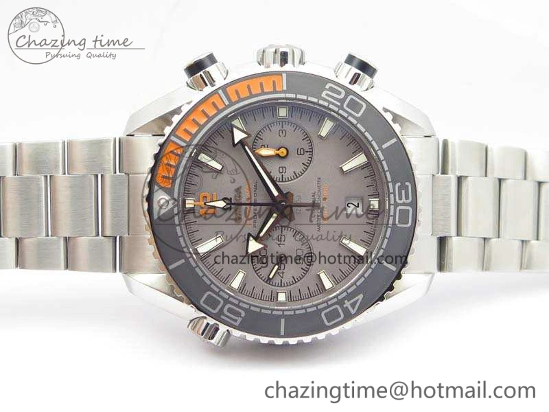 Planet Ocean Master Chrono SS OM 1:1 Best Edition Gray Dial On SS Bracelet A9900 V2