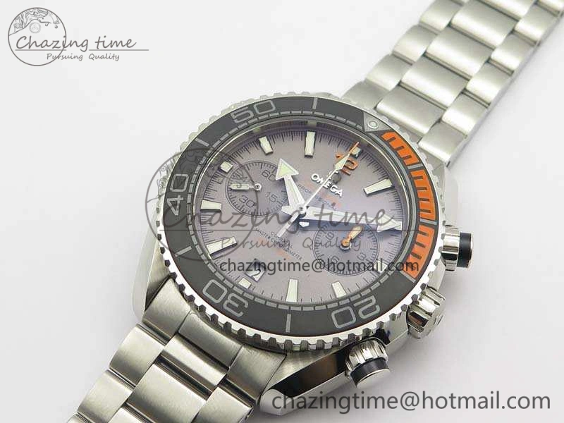 Planet Ocean Master Chrono SS OM 1:1 Best Edition Gray Dial On SS Bracelet A9900 V2