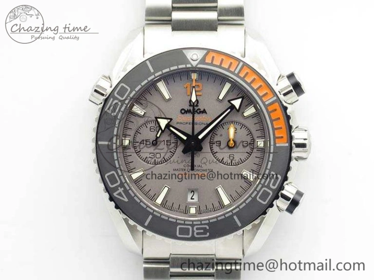 Planet Ocean Master Chrono SS OM 1:1 Best Edition Gray Dial On SS Bracelet A9900 V2