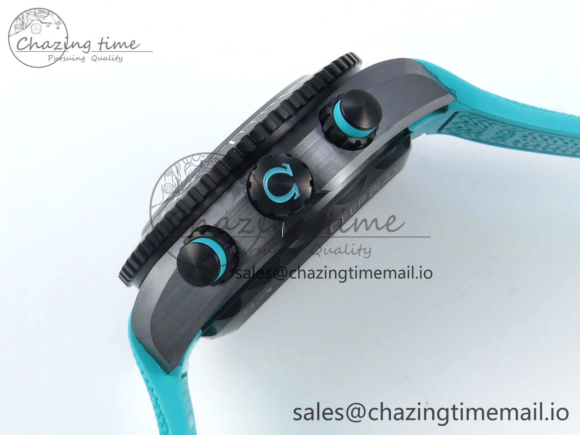 Planet Ocean Master Chronometer 600M 45.5mm SCF 1:1 Best Edition Black Dial on Tiffany Blue Rubber Strap A9900 Super Clone