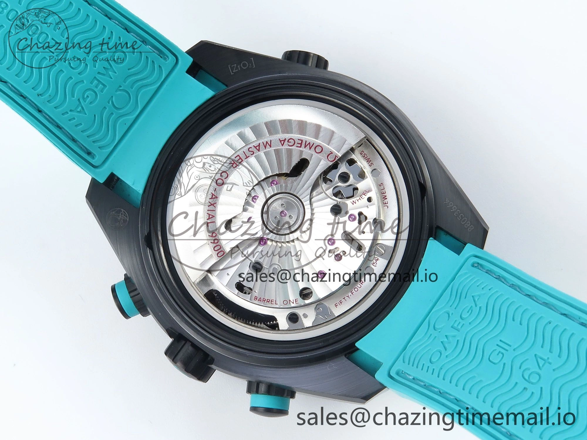 Planet Ocean Master Chronometer 600M 45.5mm SCF 1:1 Best Edition Black Dial on Tiffany Blue Rubber Strap A9900 Super Clone