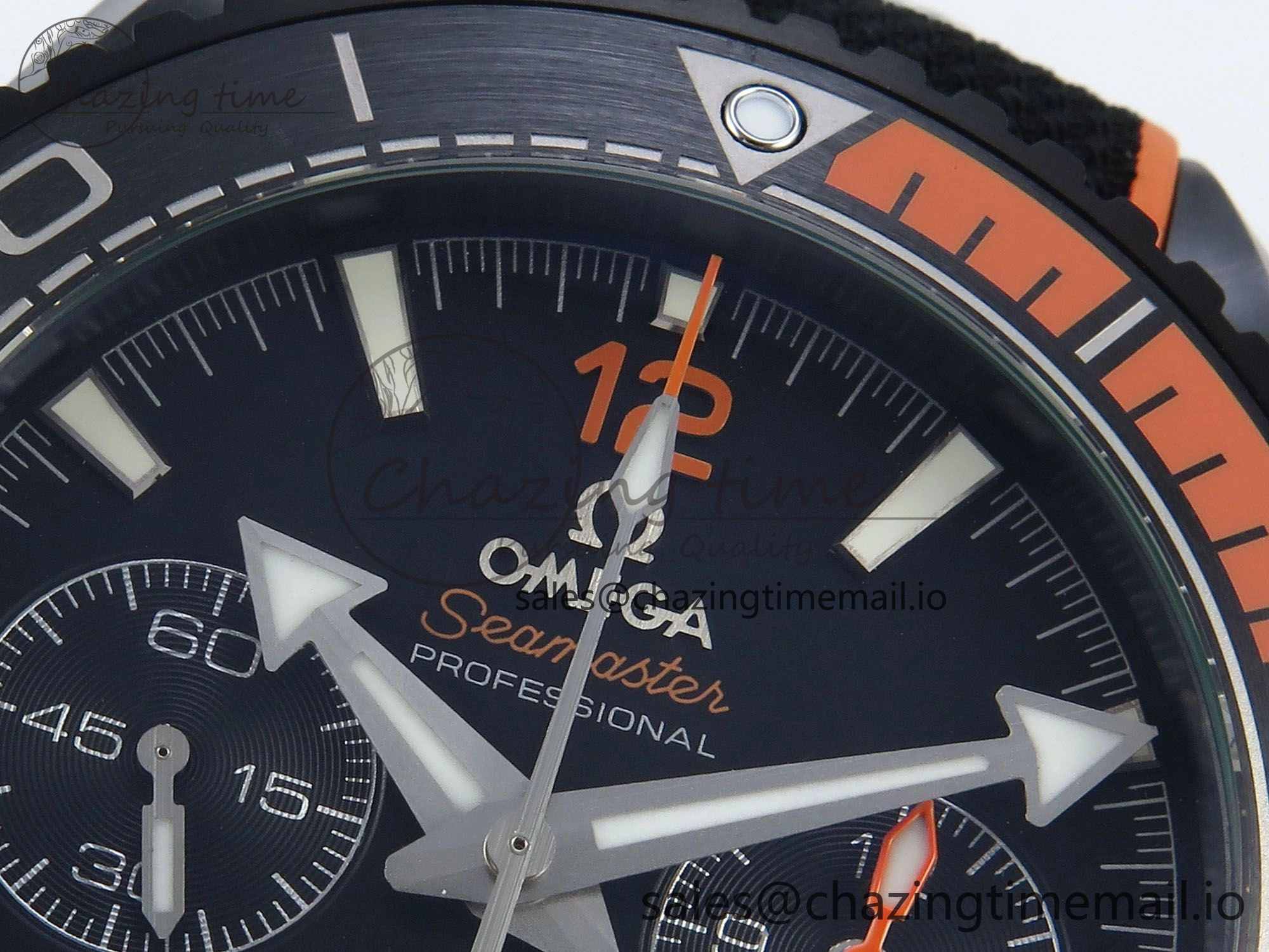 Planet Ocean Master Chronometer 600M 45.5mm SCF 1:1 Best Edition Black Orange Bezel Black Dial on Black Rubber Strap A9900 Super Clone