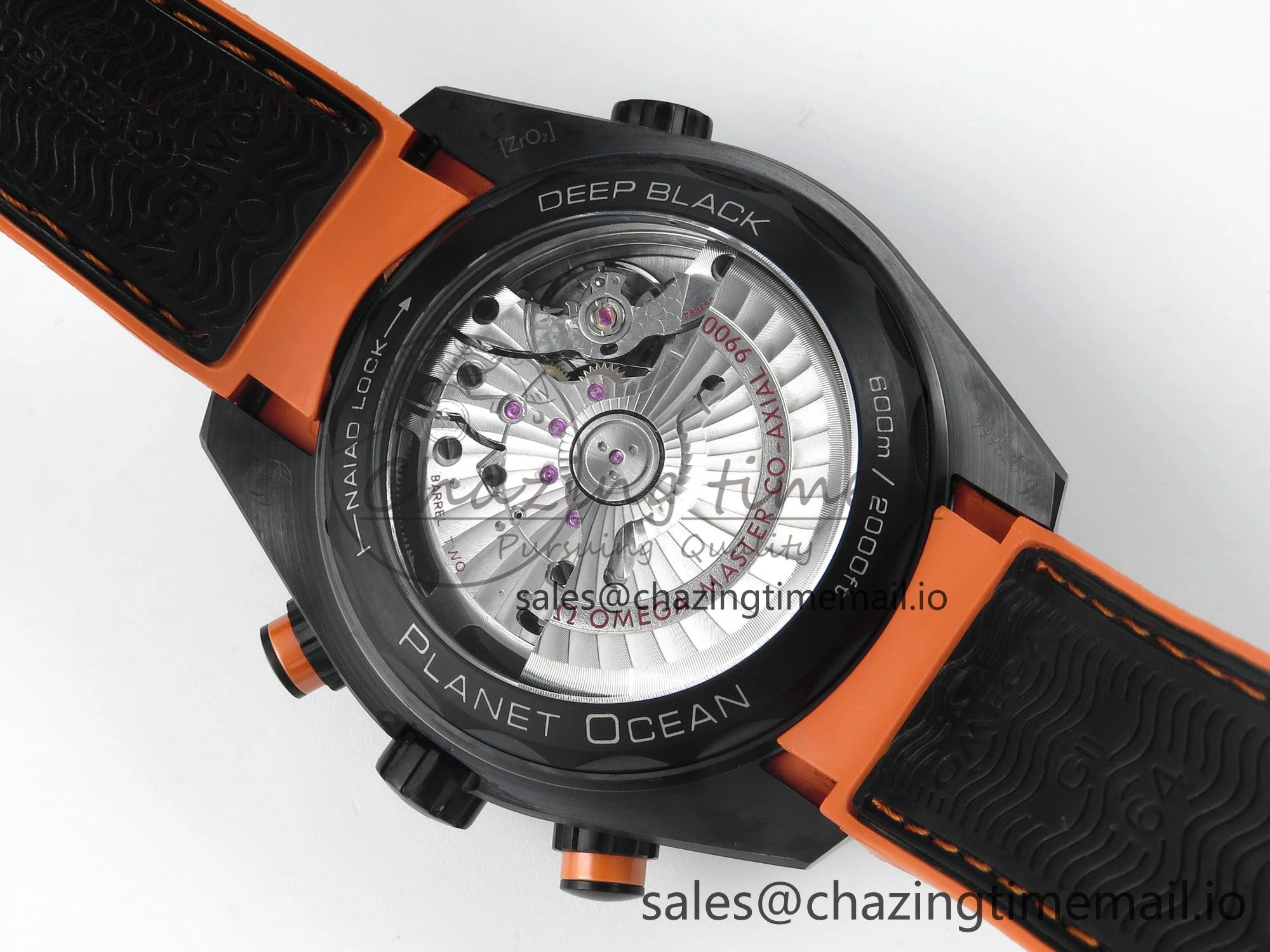 Planet Ocean Master Chronometer 600M 45.5mm SCF 1:1 Best Edition Black Orange Bezel Black Dial on Black Rubber Strap A9900 Super Clone