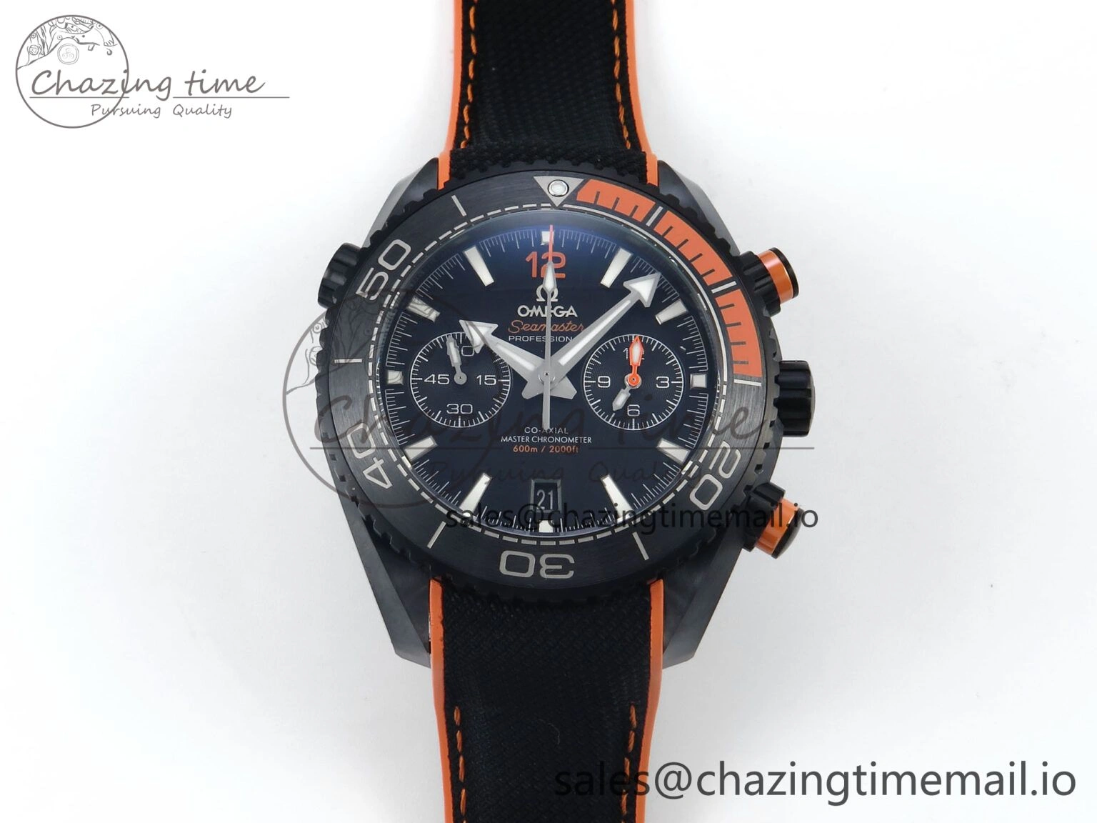 Planet Ocean Master Chronometer 600M 45.5mm SCF 1:1 Best Edition Black Orange Bezel Black Dial on Black Rubber Strap A9900 Super Clone