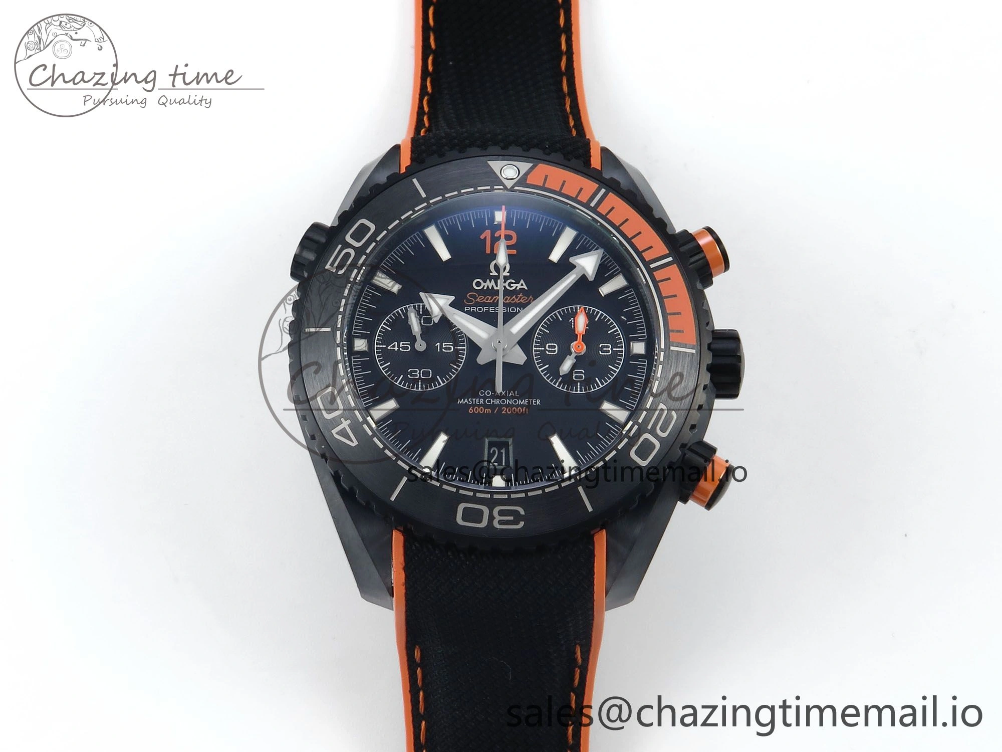 Planet Ocean Master Chronometer 600M 45.5mm SCF 1:1 Best Edition Black Orange Bezel Black Dial on Black Rubber Strap A9900 Super Clone