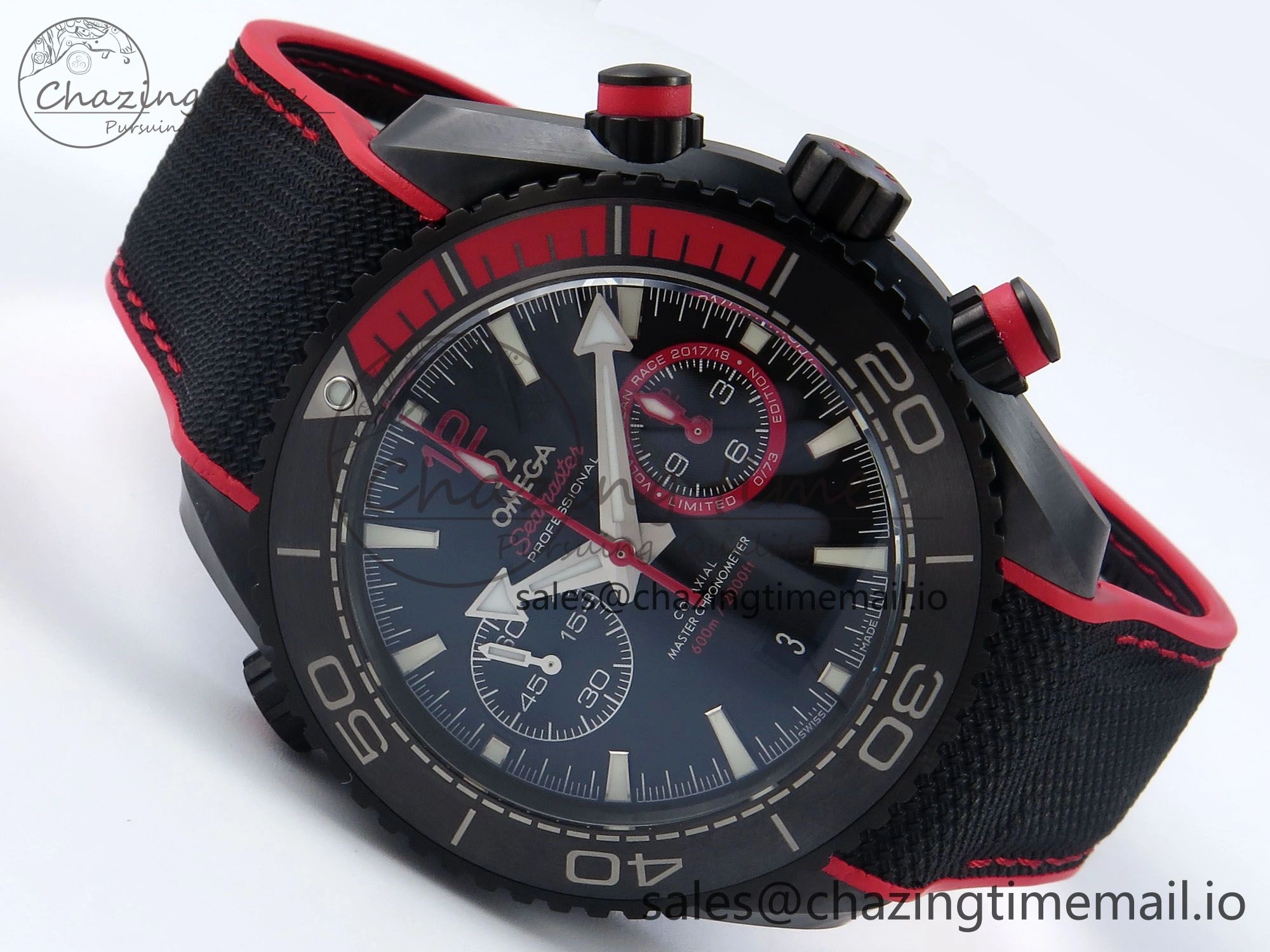 Planet Ocean Master Chronometer 600M 45.5mm SCF 1:1 Best Edition Black Red Dial on Black Rubber Strap A9900 Super Clone