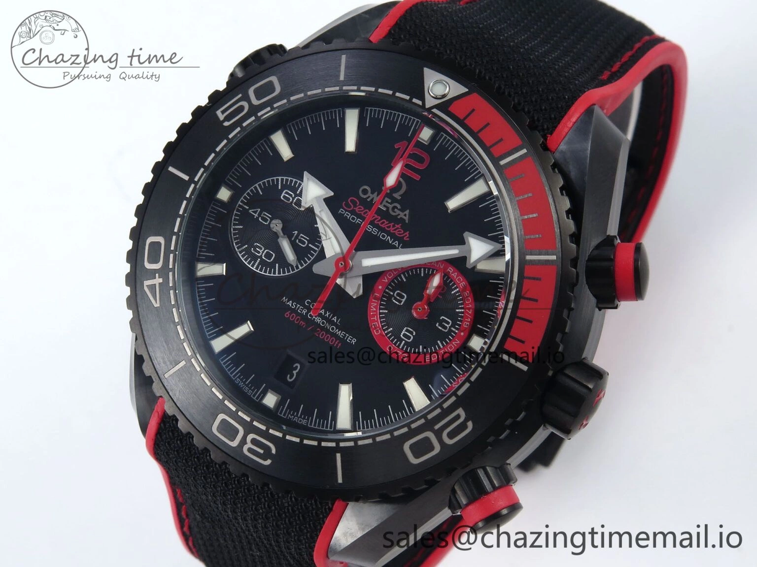 Planet Ocean Master Chronometer 600M 45.5mm SCF 1:1 Best Edition Black Red Dial on Black Rubber Strap A9900 Super Clone