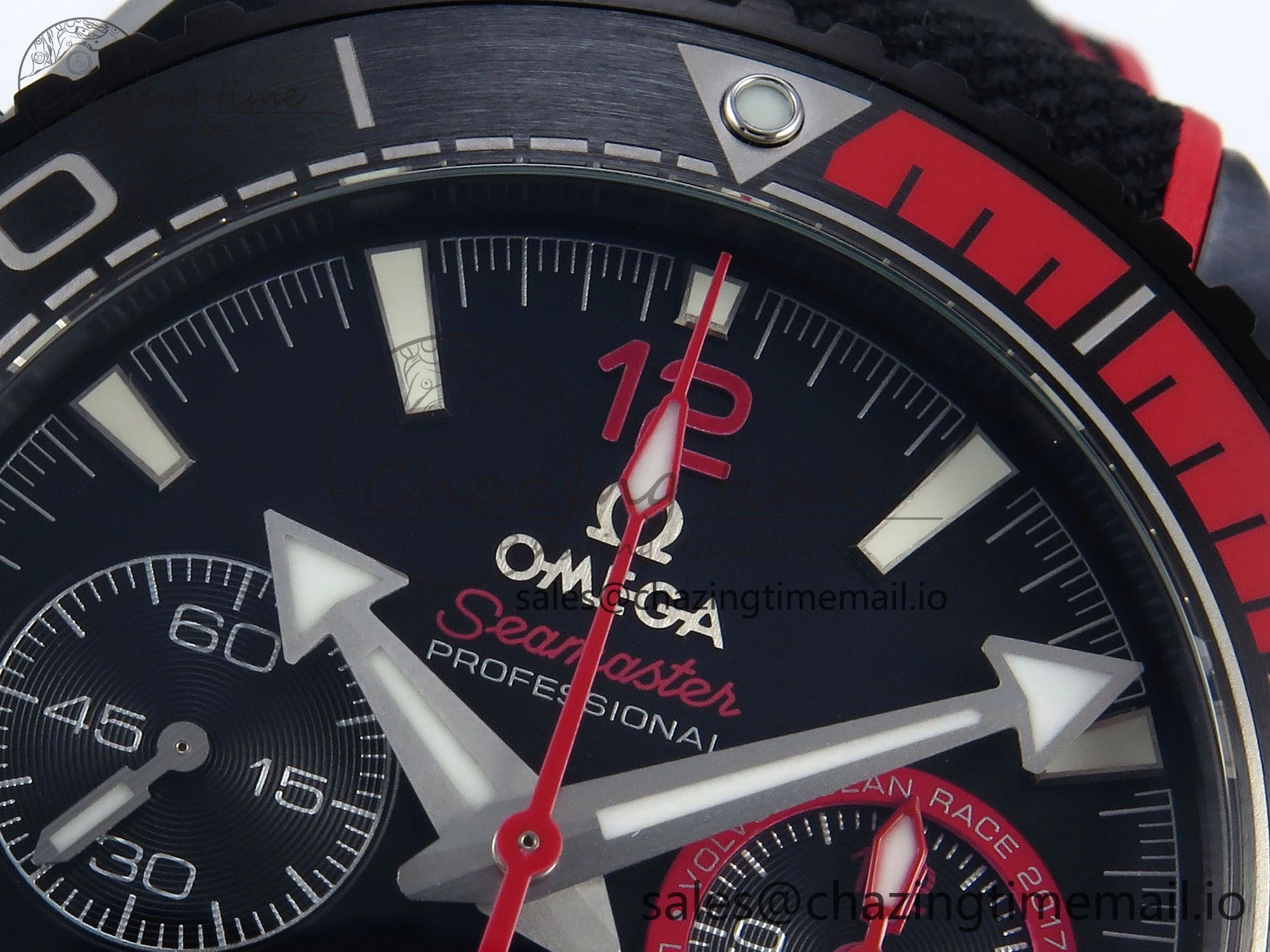 Planet Ocean Master Chronometer 600M 45.5mm SCF 1:1 Best Edition Black Red Dial on Black Rubber Strap A9900 Super Clone