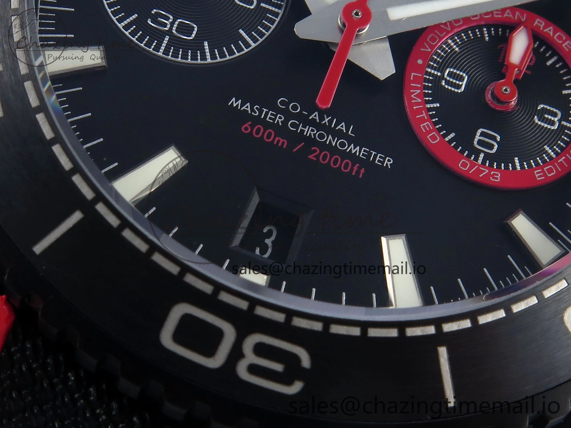 Planet Ocean Master Chronometer 600M 45.5mm SCF 1:1 Best Edition Black Red Dial on Black Rubber Strap A9900 Super Clone