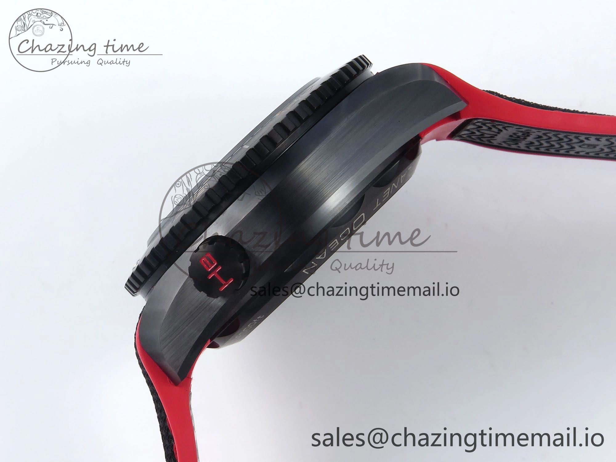 Planet Ocean Master Chronometer 600M 45.5mm SCF 1:1 Best Edition Black Red Dial on Black Rubber Strap A9900 Super Clone