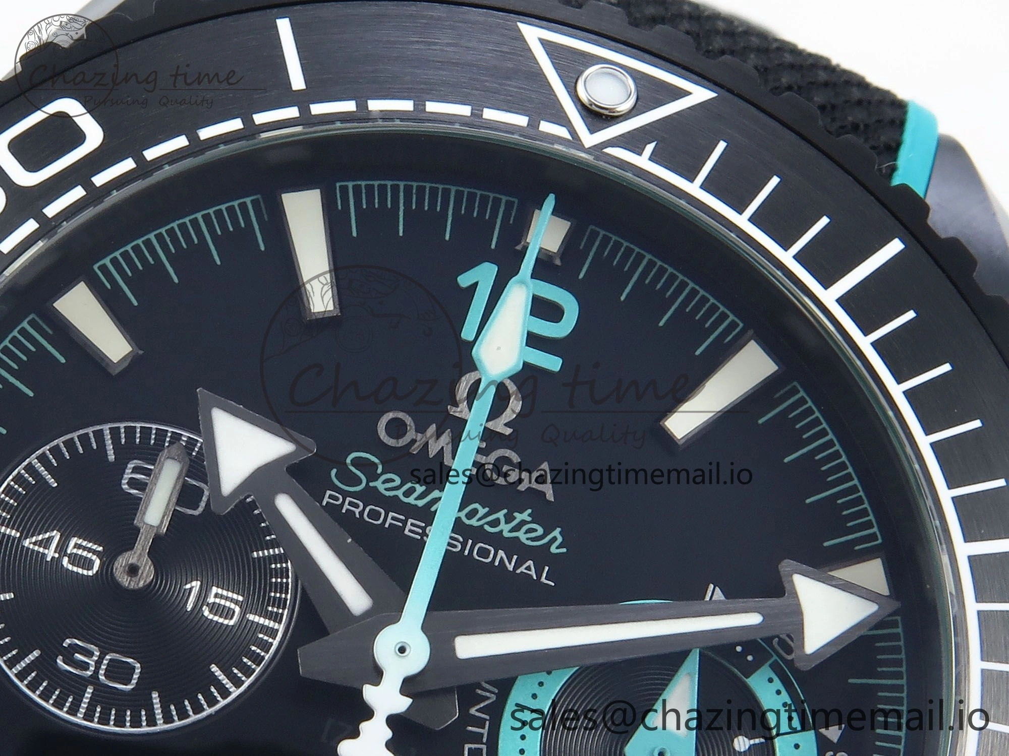 Planet Ocean Master Chronometer 600M 45.5mm SCF 1:1 Best Edition Black Tiffany Blue Dial on Black Rubber Strap A9900 Super Clone