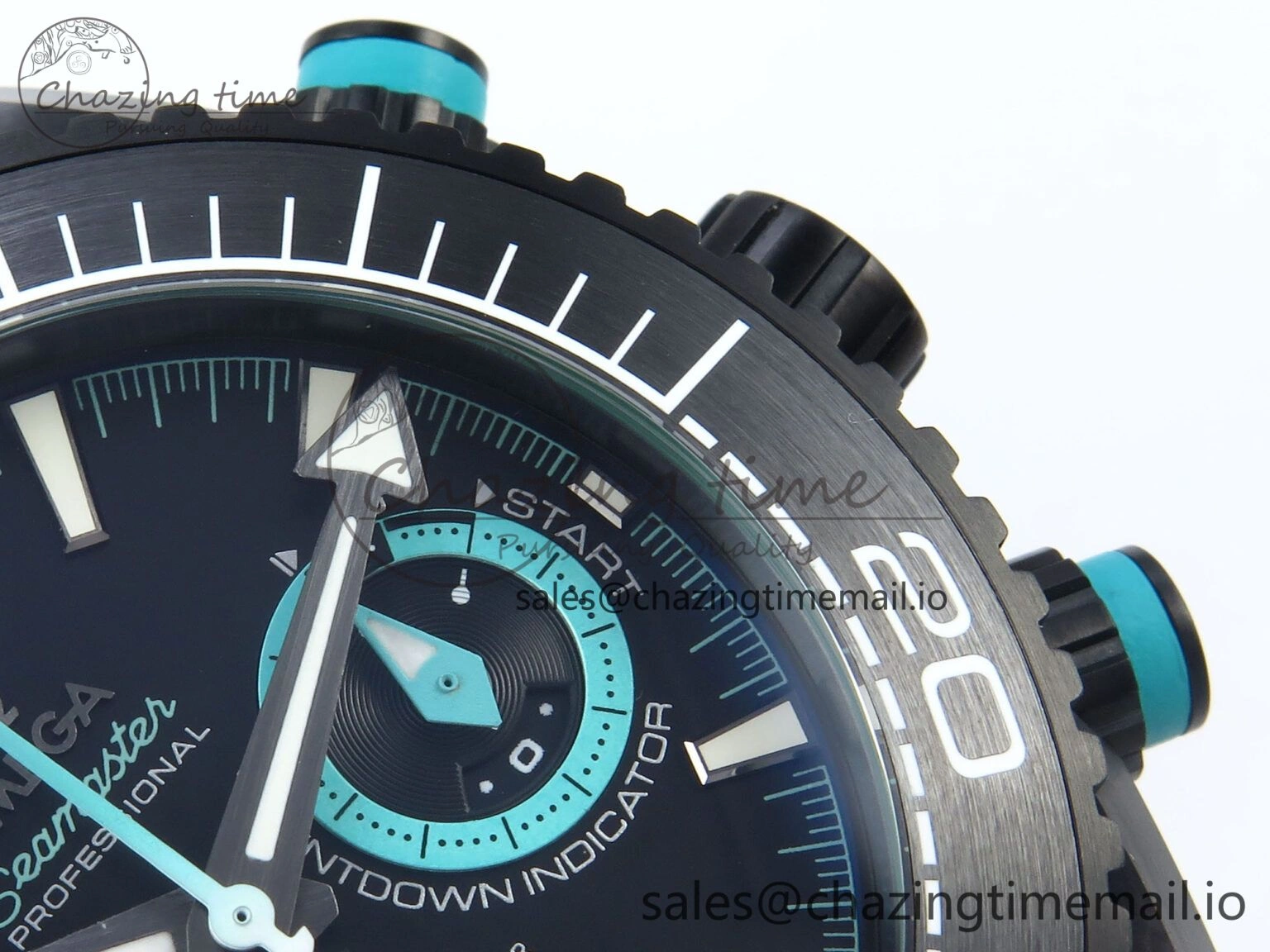 Planet Ocean Master Chronometer 600M 45.5mm SCF 1:1 Best Edition Black Tiffany Blue Dial on Black Rubber Strap A9900 Super Clone