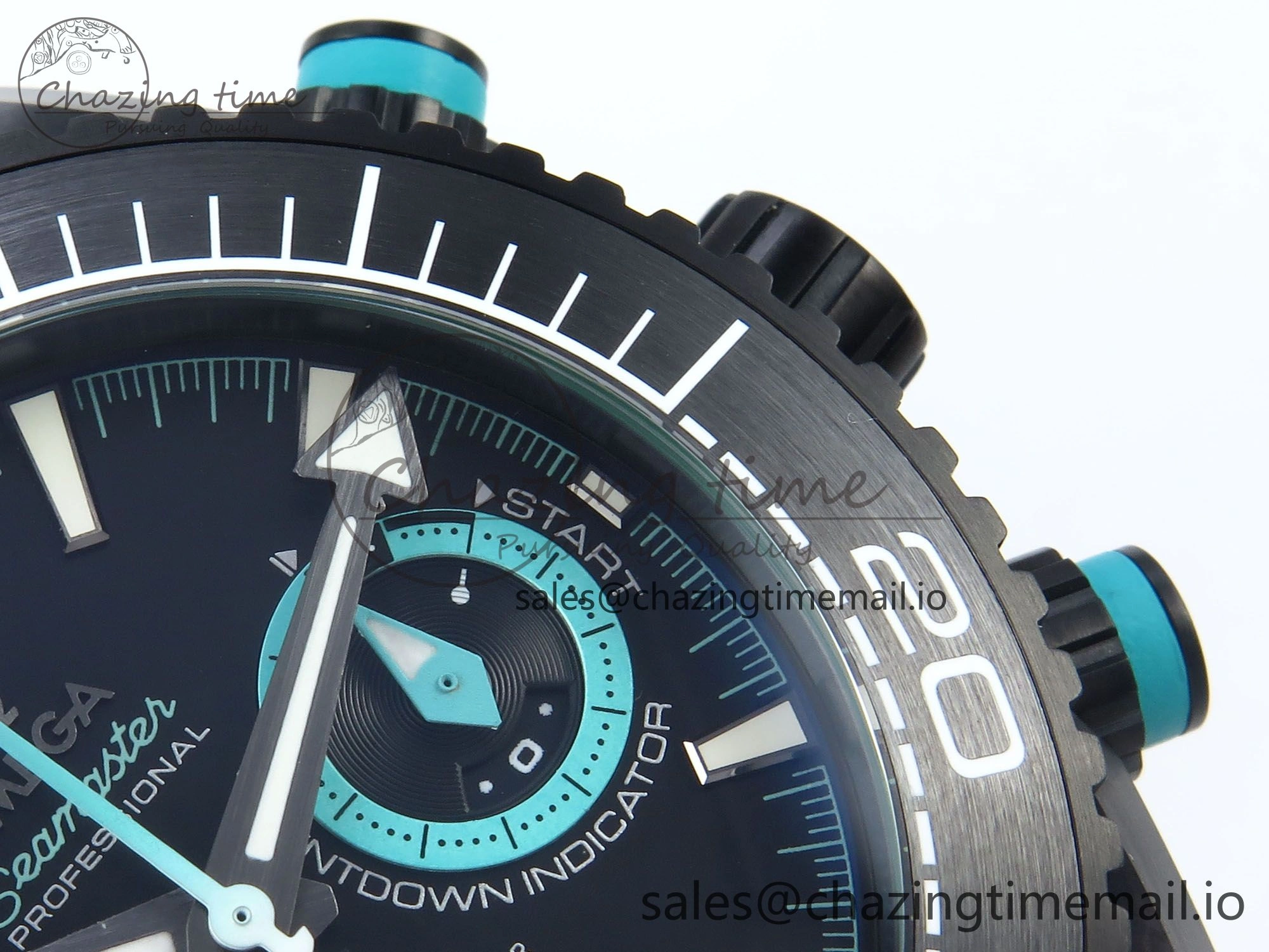 Planet Ocean Master Chronometer 600M 45.5mm SCF 1:1 Best Edition Black Tiffany Blue Dial on Black Rubber Strap A9900 Super Clone