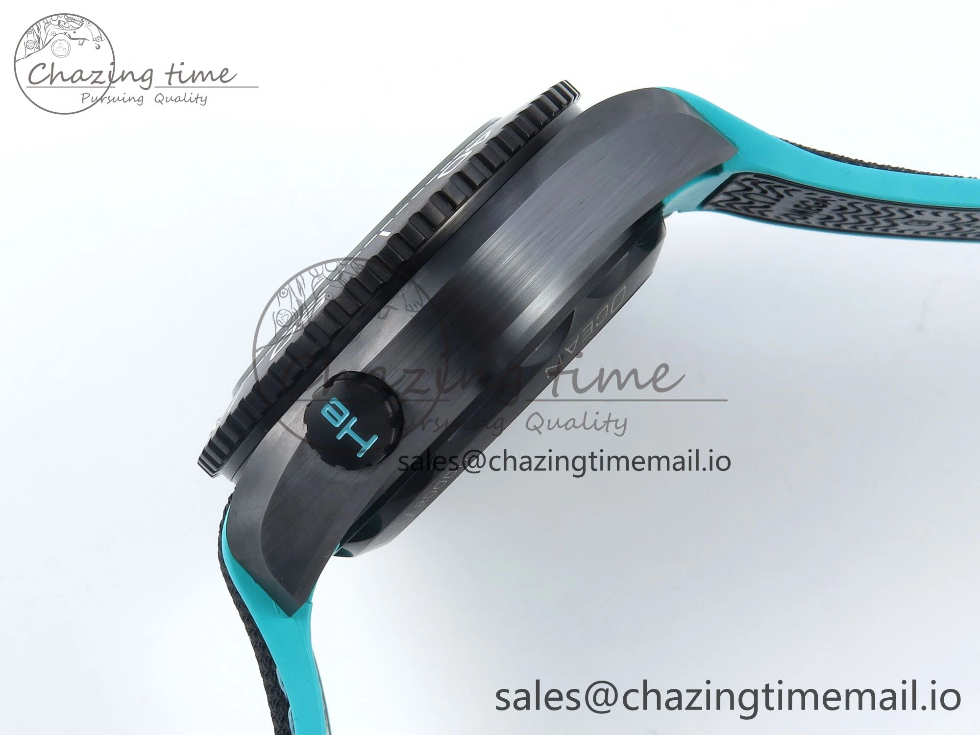 Planet Ocean Master Chronometer 600M 45.5mm SCF 1:1 Best Edition Black Tiffany Blue Dial on Black Rubber Strap A9900 Super Clone