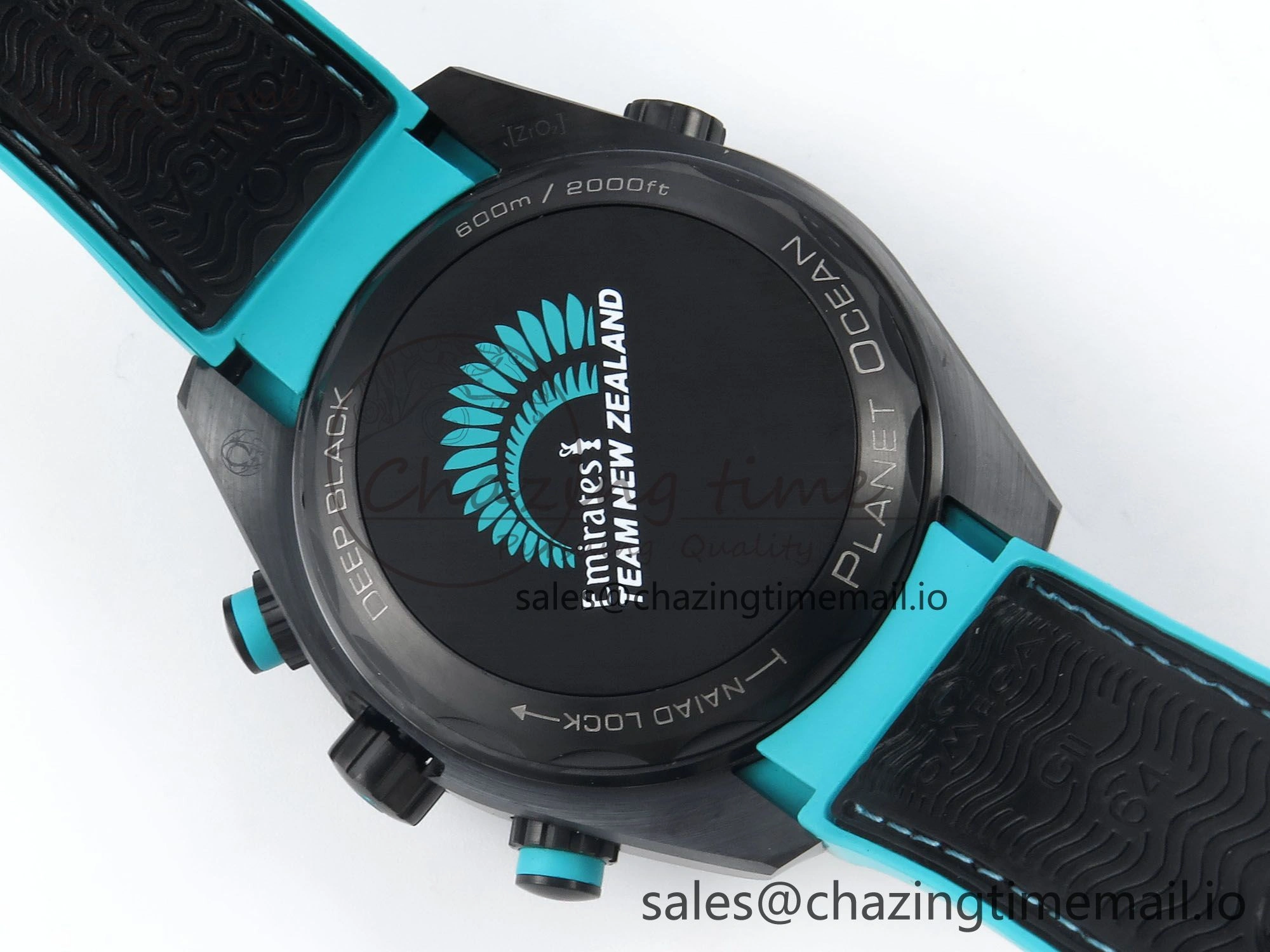 Planet Ocean Master Chronometer 600M 45.5mm SCF 1:1 Best Edition Black Tiffany Blue Dial on Black Rubber Strap A9900 Super Clone