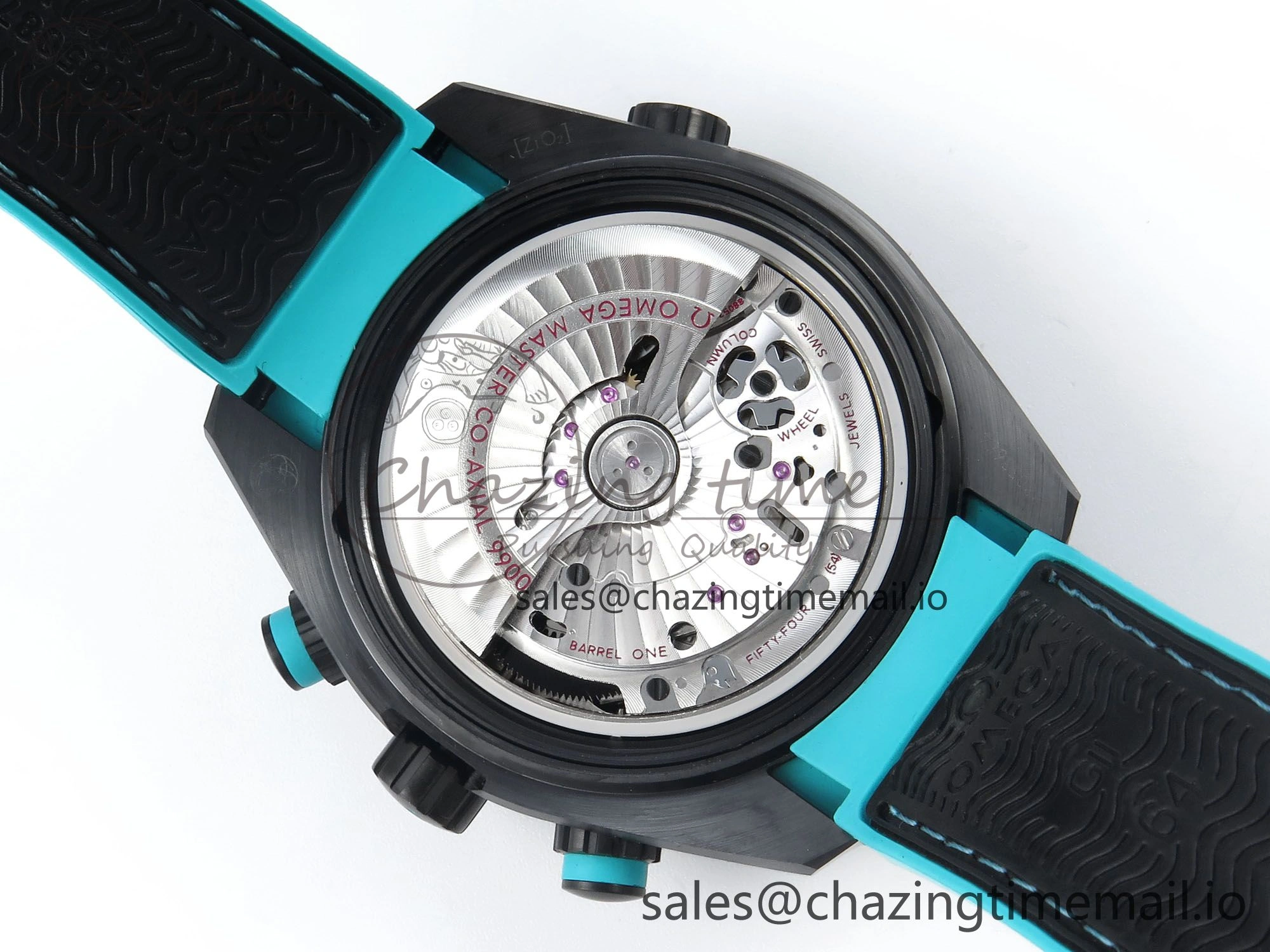 Planet Ocean Master Chronometer 600M 45.5mm SCF 1:1 Best Edition Black Tiffany Blue Dial on Black Rubber Strap A9900 Super Clone