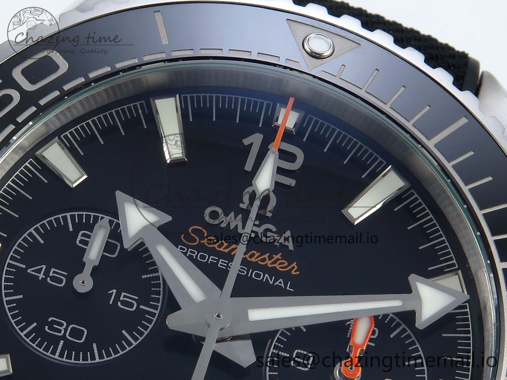 Planet Ocean Master Chronometer 600M 45.5mm SS SCF 1:1 Best Edition Black Bezel Black Dial on Black Rubber Strap A9900 Super Clone