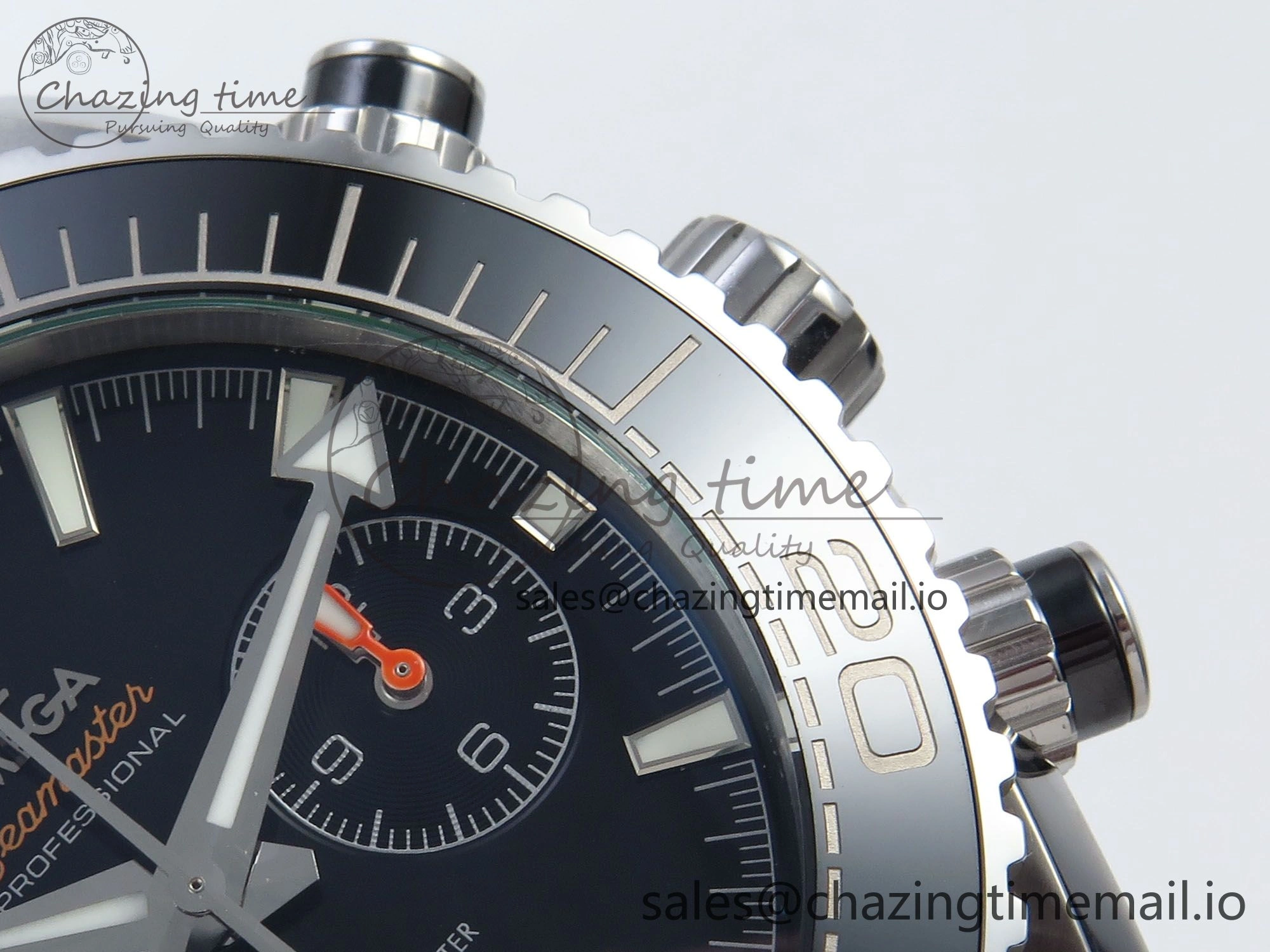 Planet Ocean Master Chronometer 600M 45.5mm SS SCF 1:1 Best Edition Black Bezel Black Dial on Black Rubber Strap A9900 Super Clone