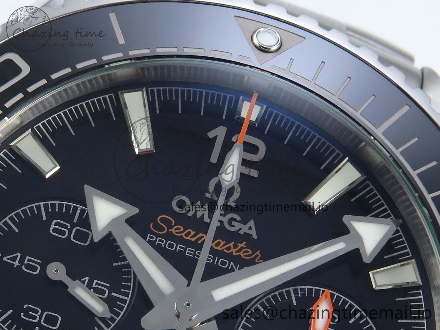 Planet Ocean Master Chronometer 600M 45.5mm SS SCF 1:1 Best Edition Black Bezel Black Dial on SS Bracelet A9900 Super Clone