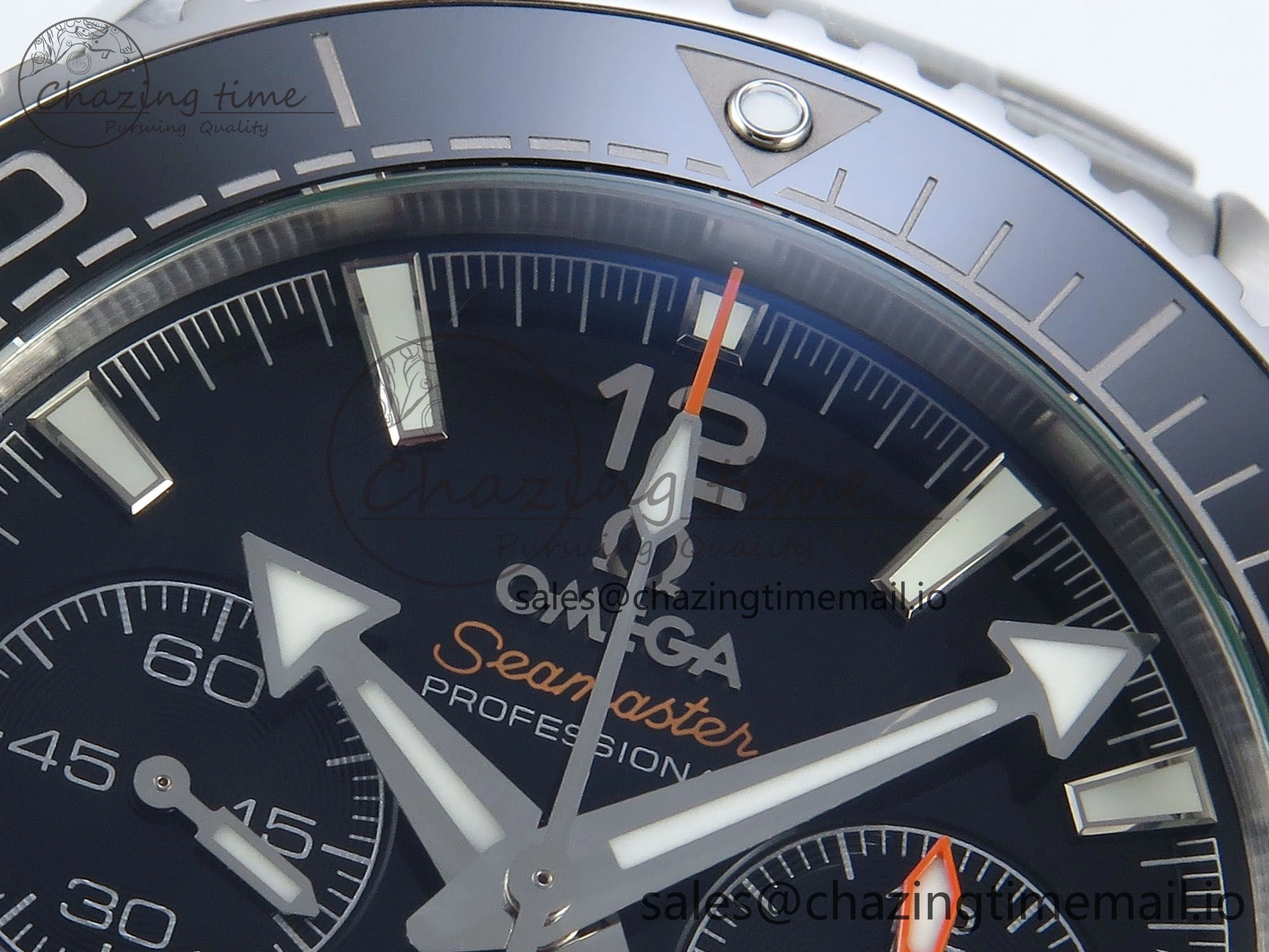 Planet Ocean Master Chronometer 600M 45.5mm SS SCF 1:1 Best Edition Black Bezel Black Dial on SS Bracelet A9900 Super Clone