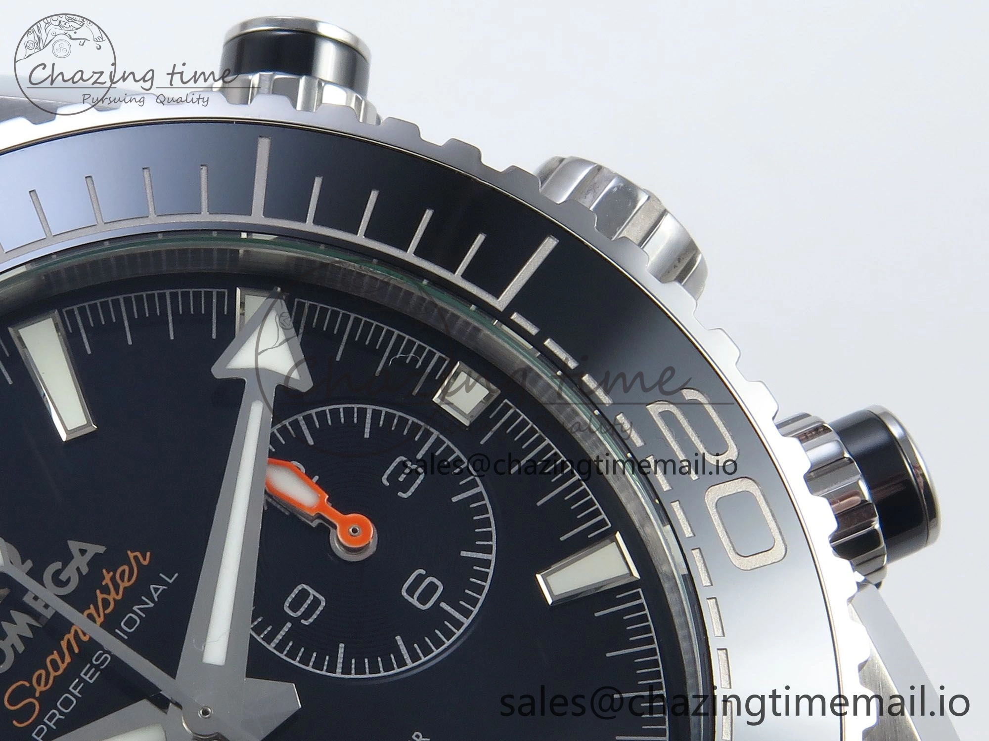 Planet Ocean Master Chronometer 600M 45.5mm SS SCF 1:1 Best Edition Black Bezel Black Dial on SS Bracelet A9900 Super Clone