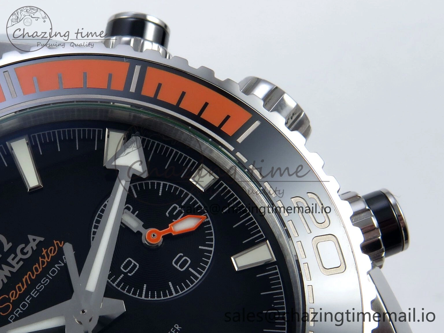 Planet Ocean Master Chronometer 600M 45.5mm SS SCF 1:1 Best Edition Black Orange Bezel Black Dial on Black Rubber Strap A9900 Super Clone