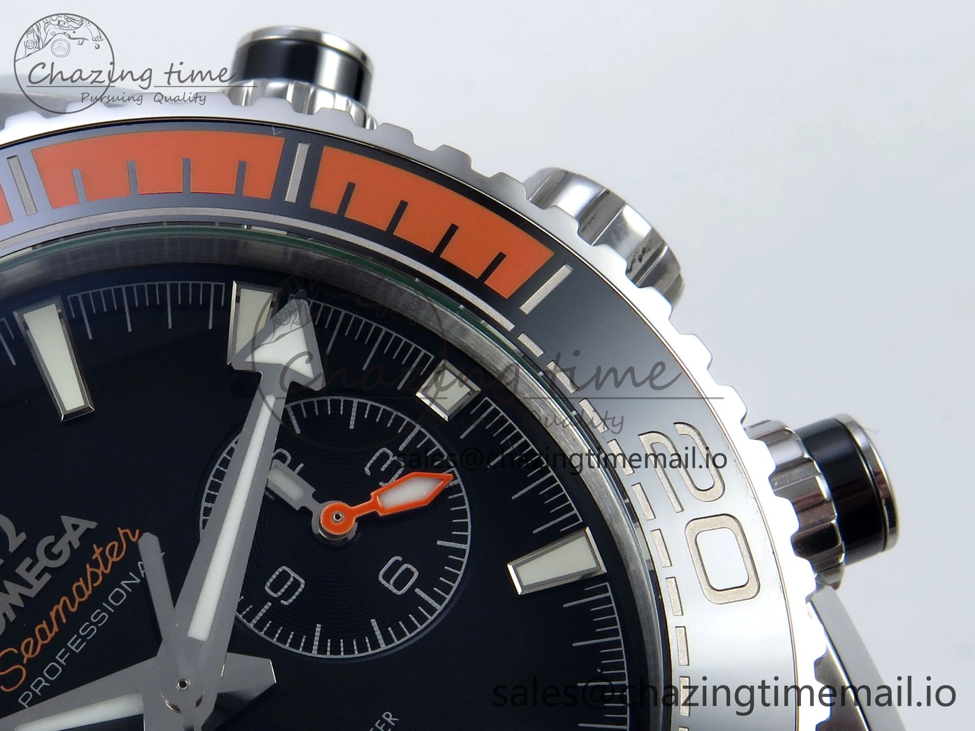 Planet Ocean Master Chronometer 600M 45.5mm SS SCF 1:1 Best Edition Black Orange Bezel Black Dial on Black Rubber Strap A9900 Super Clone