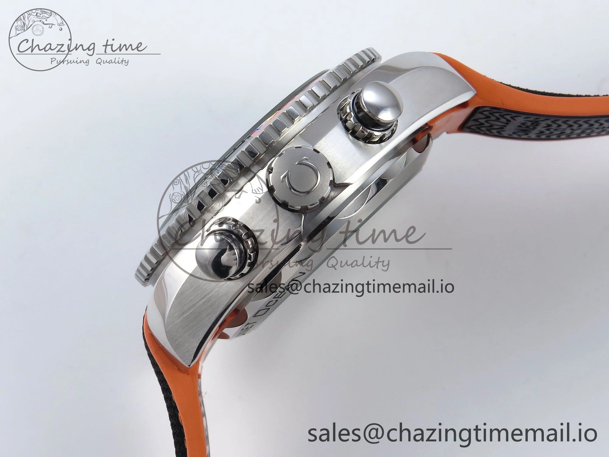 Planet Ocean Master Chronometer 600M 45.5mm SS SCF 1:1 Best Edition Black Orange Bezel Black Dial on Black Rubber Strap A9900 Super Clone