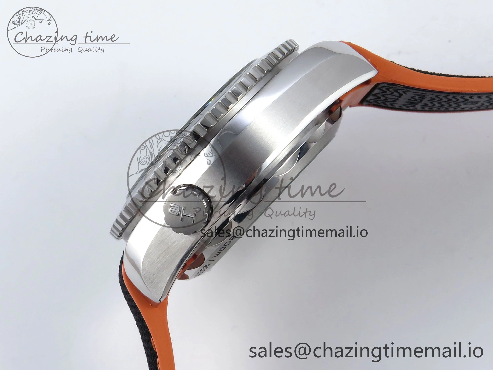 Planet Ocean Master Chronometer 600M 45.5mm SS SCF 1:1 Best Edition Black Orange Bezel Black Dial on Black Rubber Strap A9900 Super Clone